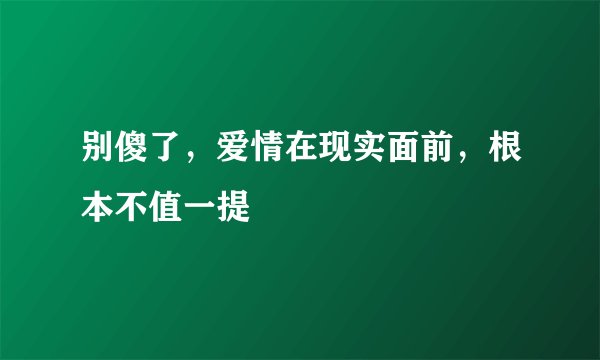 别傻了，爱情在现实面前，根本不值一提