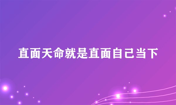 直面天命就是直面自己当下