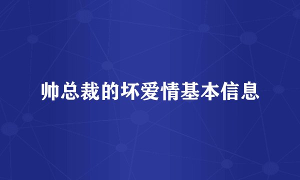 帅总裁的坏爱情基本信息