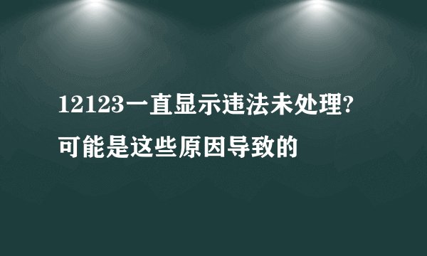12123一直显示违法未处理?可能是这些原因导致的