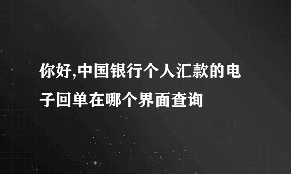 你好,中国银行个人汇款的电子回单在哪个界面查询