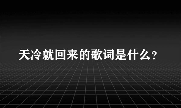 天冷就回来的歌词是什么？