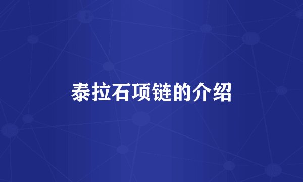 泰拉石项链的介绍