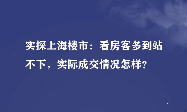 实探上海楼市：看房客多到站不下，实际成交情况怎样？