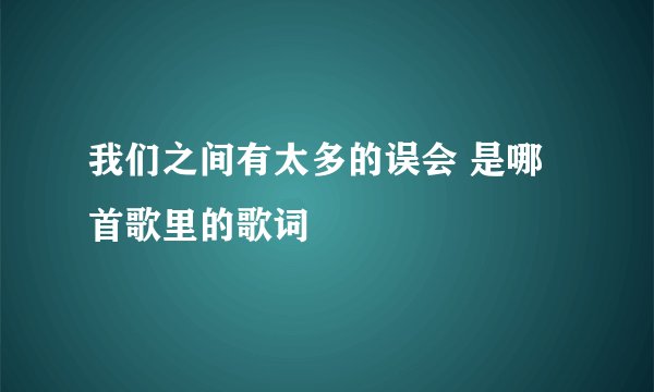 我们之间有太多的误会 是哪首歌里的歌词