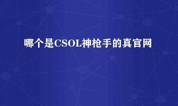 哪个是CSOL神枪手的真官网