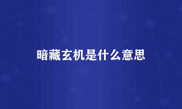 暗藏玄机是什么意思