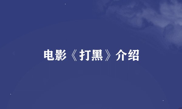 电影《打黑》介绍