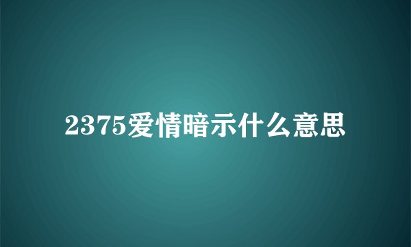 2375爱情暗示什么意思