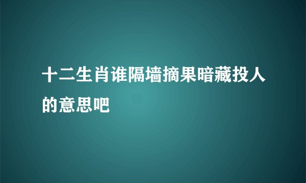 十二生肖谁隔墙摘果暗藏投人的意思吧