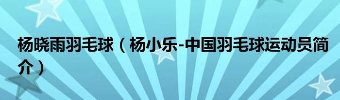 杨晓雨羽毛球杨小乐中国羽毛球运动员简介