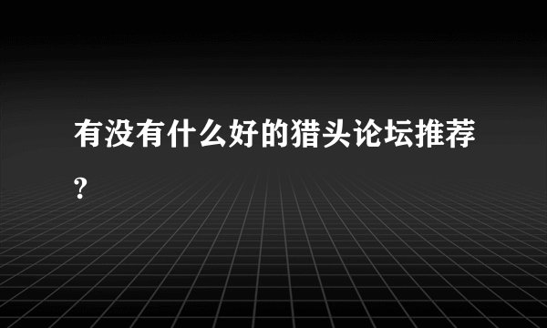 有没有什么好的猎头论坛推荐?