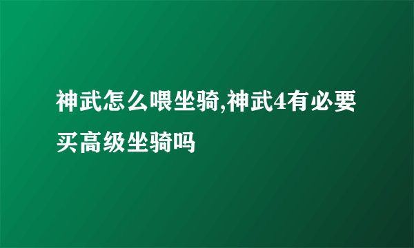 神武怎么喂坐骑,神武4有必要买高级坐骑吗