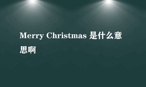 Merry Christmas 是什么意思啊