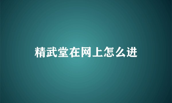 精武堂在网上怎么进
