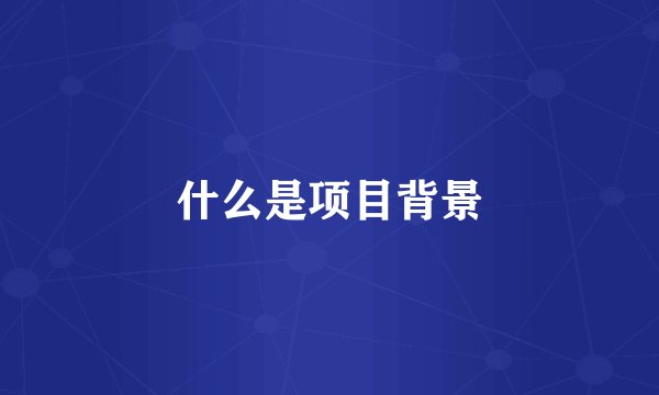 什么是项目背景