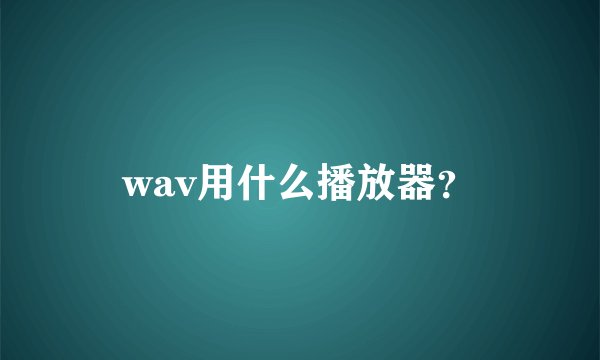 wav用什么播放器？
