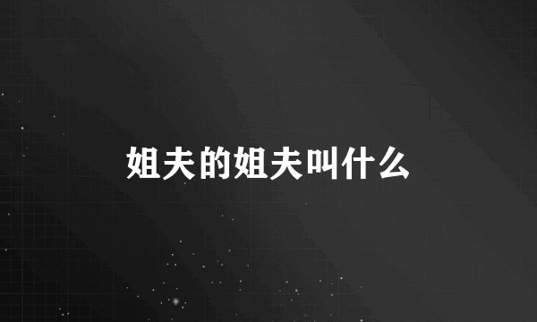姐夫的姐夫叫什么