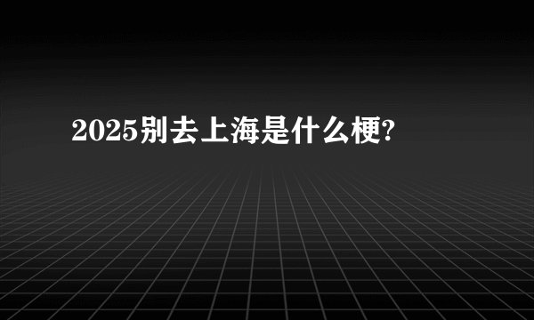 2025别去上海是什么梗?
