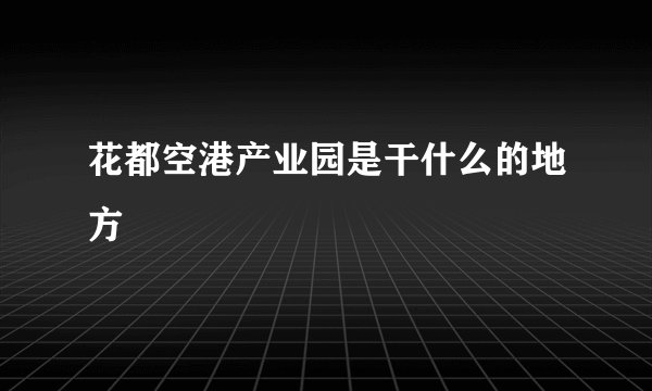 花都空港产业园是干什么的地方