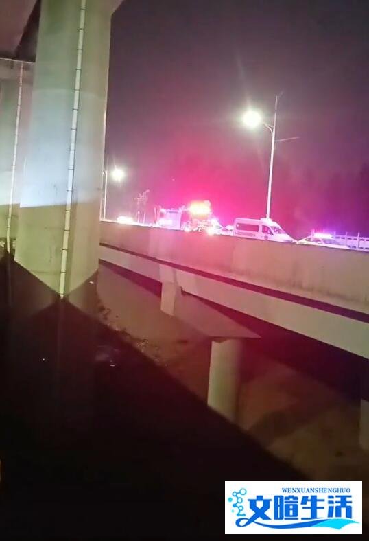 河南郑州暴雨，一辆轿车飞下高架桥