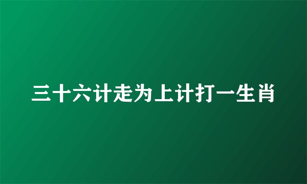 三十六计走为上计打一生肖