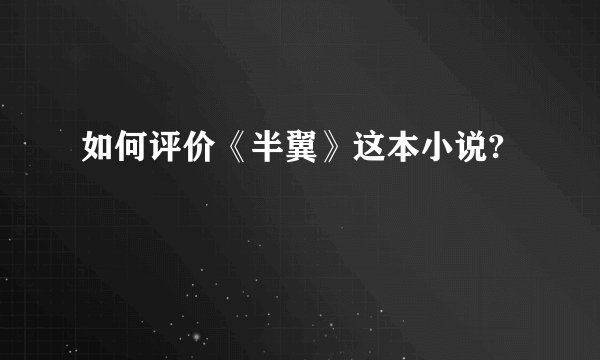 如何评价《半翼》这本小说?