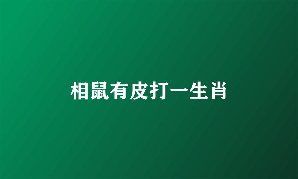 相鼠有皮打一生肖