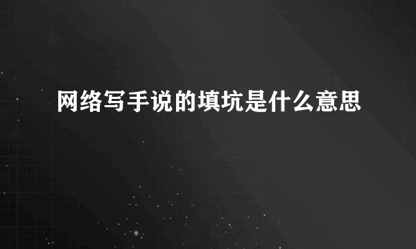 网络写手说的填坑是什么意思