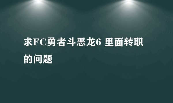 求FC勇者斗恶龙6 里面转职的问题