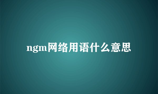 ngm网络用语什么意思