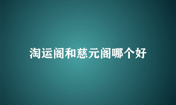 淘运阁和慈元阁哪个好