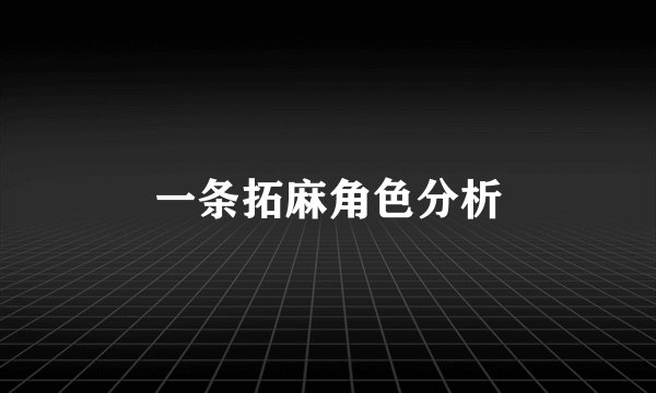 一条拓麻角色分析