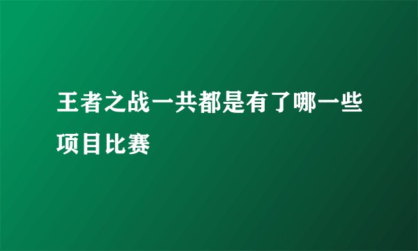 王者之战一共都是有了哪一些项目比赛