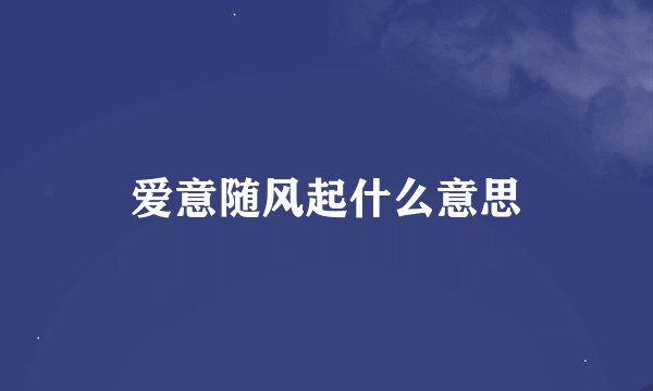 爱意随风起什么意思