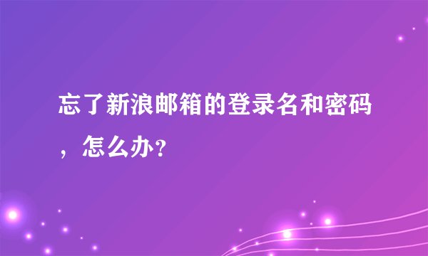 忘了新浪邮箱的登录名和密码，怎么办？