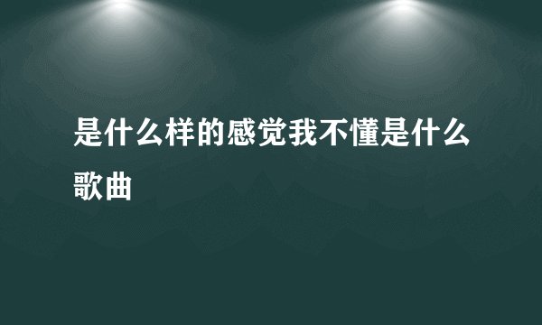 是什么样的感觉我不懂是什么歌曲