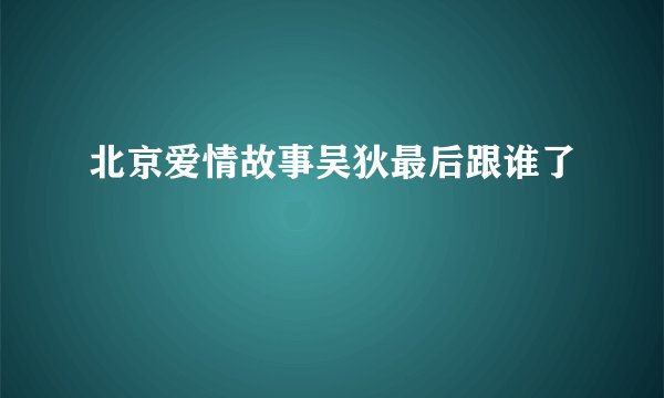 北京爱情故事吴狄最后跟谁了