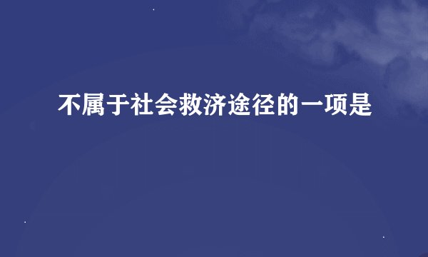 不属于社会救济途径的一项是