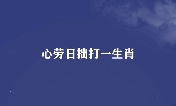 心劳日拙打一生肖