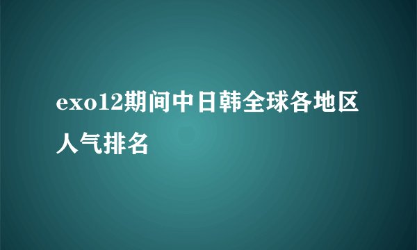 exo12期间中日韩全球各地区人气排名