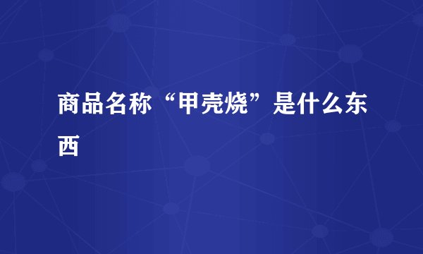 商品名称“甲壳烧”是什么东西