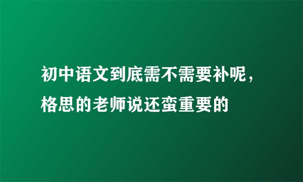 初中语文到底需不需要补呢，格思的老师说还蛮重要的