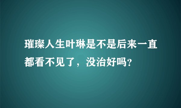 璀璨人生叶琳是不是后来一直都看不见了，没治好吗？