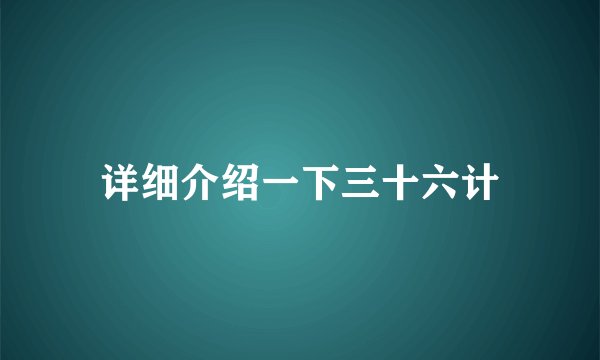 详细介绍一下三十六计