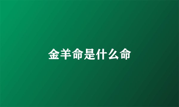 金羊命是什么命