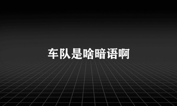 车队是啥暗语啊