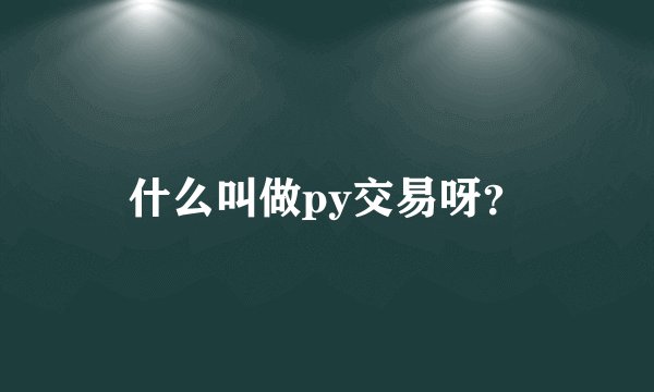 什么叫做py交易呀?