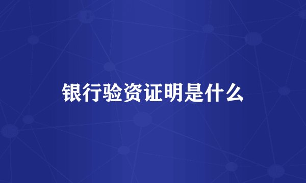 银行验资证明是什么