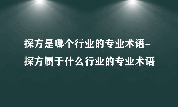 探方是哪个行业的专业术语-探方属于什么行业的专业术语
